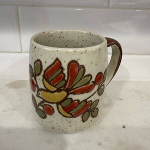 Vintage Otagiri Ceramic Mug with Bird and Floral Design
